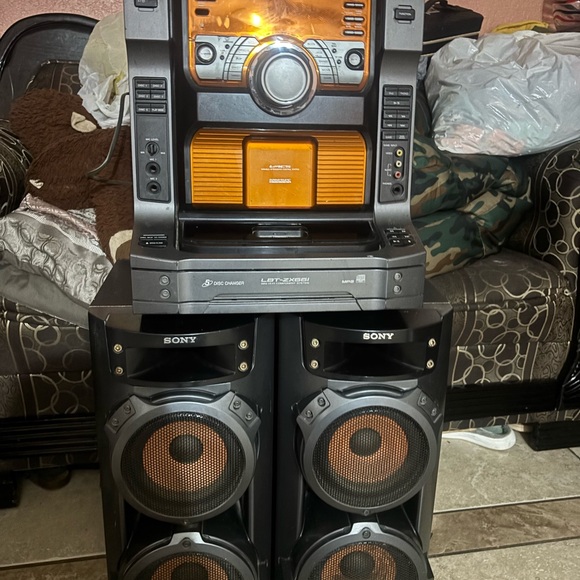 Sony Black and Orange Boombox with Dual Speakers